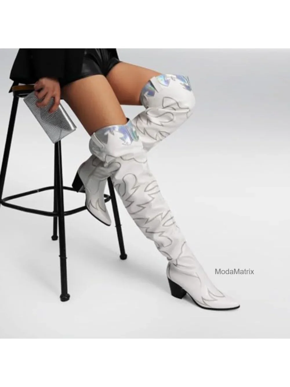 Women's Cowboy Over The Knee High Cowgirl Boots Faux Leather Embroidered